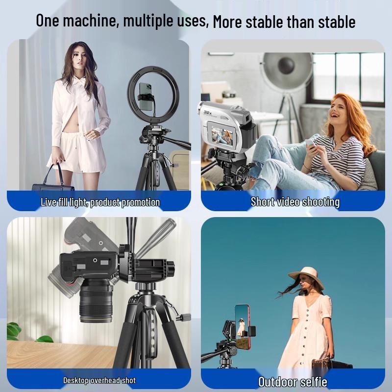 2025 Multi-Camera Mobile Phone Streaming Tripod with Fill Light and Storage Tray