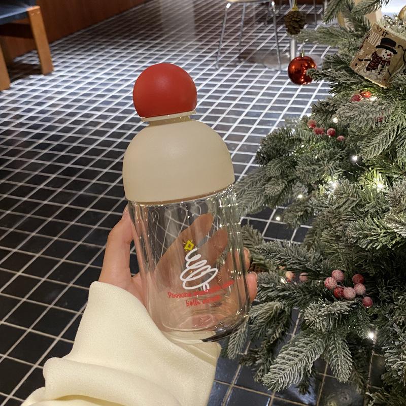 

Niche New Year S Christmas Puppy Red Nose Double-Layer Glass High Temperature Resistant Sealed Water Cup Car Carry-On Cup Gift see picture