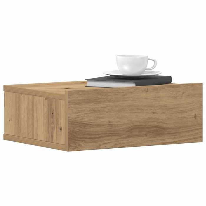 VidaXL Table de chevet flottante chêne artisanal bois d'ingénierie, table de nuit, armoire de lit, table d'extrémité, table 861121