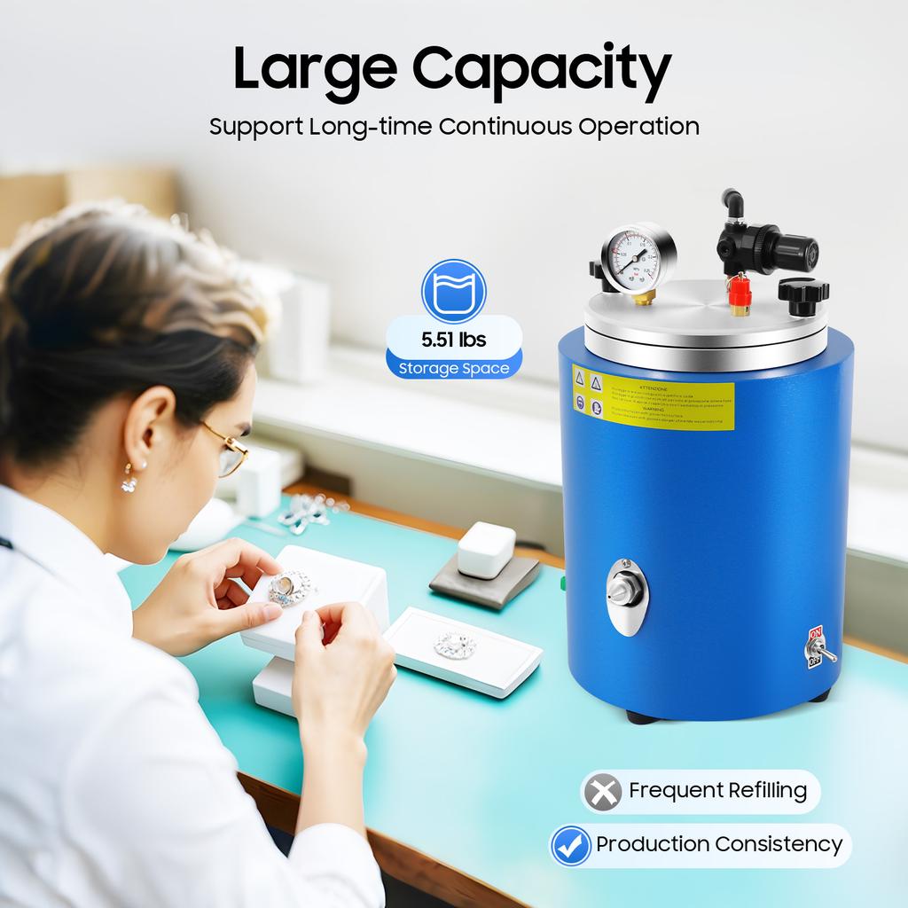 350W Round Wax Injector Machine, 5.51LB Capacity with Digital Temp Control & 2 Nozzles, for Jewelry Casting, Dental Models
