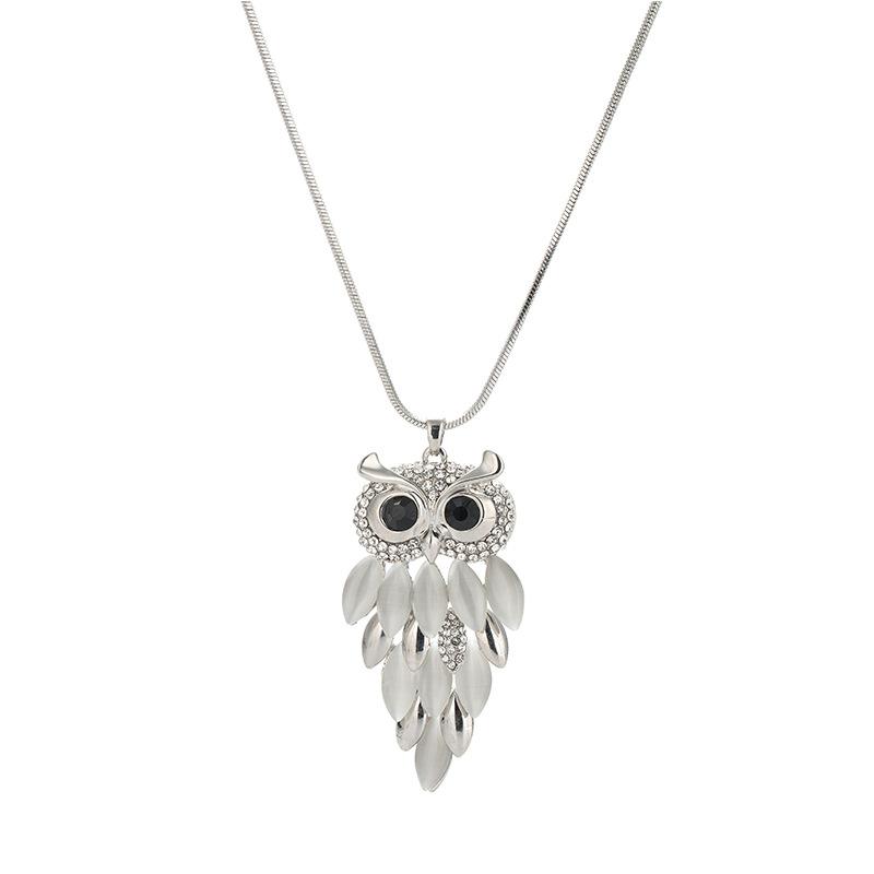 Japanese High-End Necklace Women S Long Sweater Chain Owl Owl Pendant Personalized Fashion Accessories Pendant платиновый