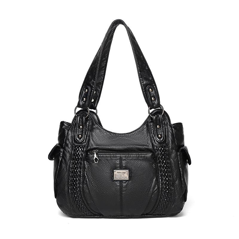 

Single-shoulder Soft Leather Large-capacity Single-shoulder Underarm Bag Travel Hand-held Crossbody Tote Bag чёрный