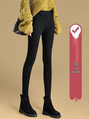 Women's High Waist Black Slimming Leggings, Plus Size Pencil Skinny Pants for Spring and Autumn
