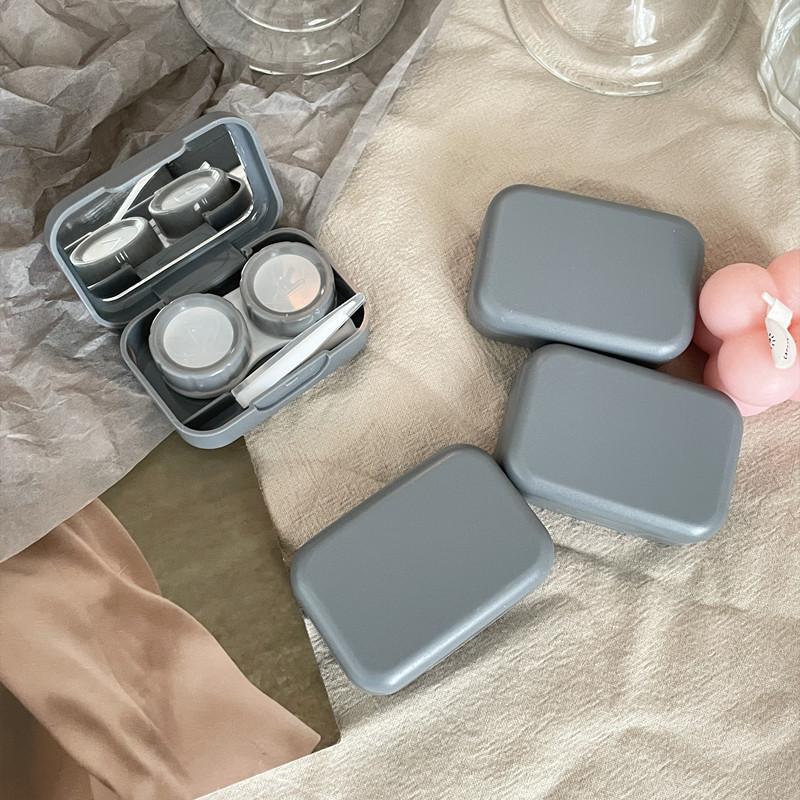 Mini einfarbiger Kontaktlinsenbehälter, Kontaktlinsenbehälter für Mädchen, Reisehalter, Aufbewahrung, Augenbehälter mit Spiegel