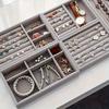 4pcs Jewelry Display Tray Gray Velvet Earrings Display Dust-proof Storage Props Drawer Jewelry Storage Box