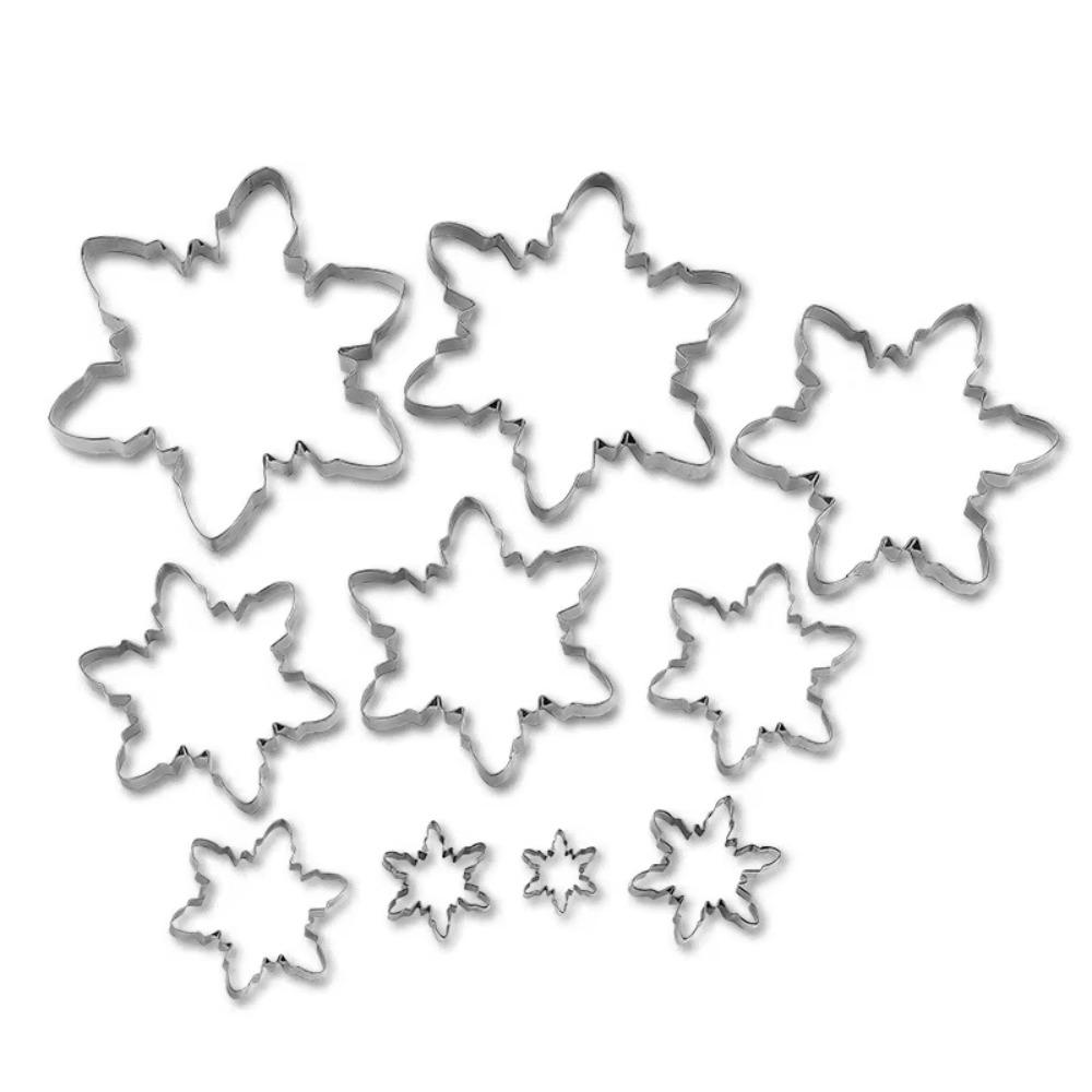 10Pcs/set Multiple Sizes Christmas Snowflake Cookie Cutter Stainless Steel Sandwich Mould  Chocolate