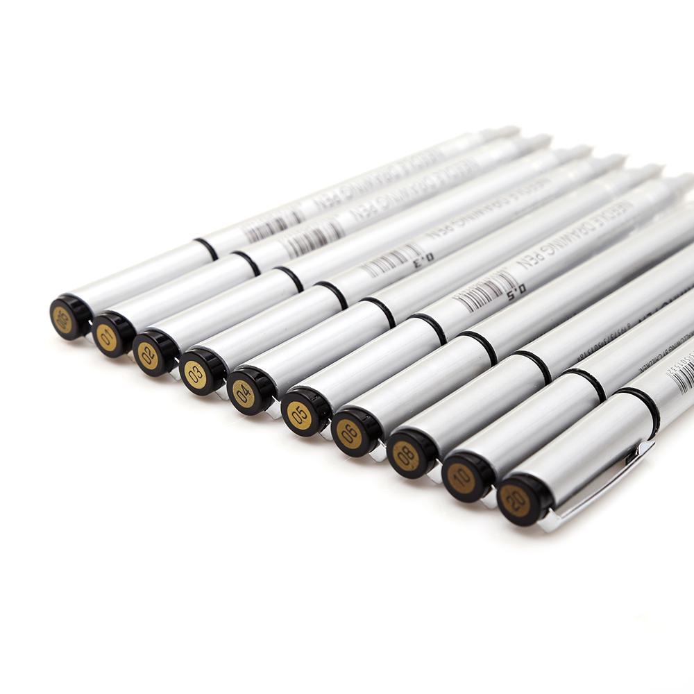 Premium 10pcs Micron Neelde Drawing Fine Line Pen Hand Lettering Pens Waterproof Pigment Sketch Markers Pen for Design Art Supplies