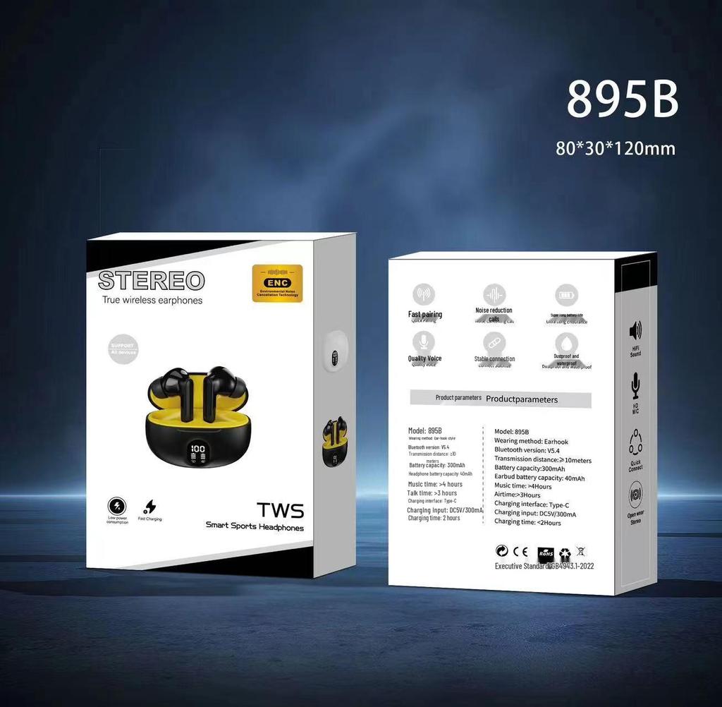 New Wireless Bluetooth Noise-Cancelling Earbuds with Digital Display and Dual In-ear Design for High-Quality Sound In Sports