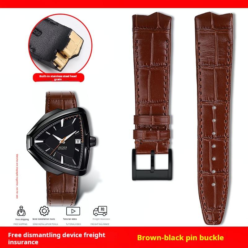 Für Hamilton VENTURA Presley 80. Jubiläum H24535331/H24525331/H24585331 Lederarmband Uhrenarmband Herren Schwarz Braun Armband
