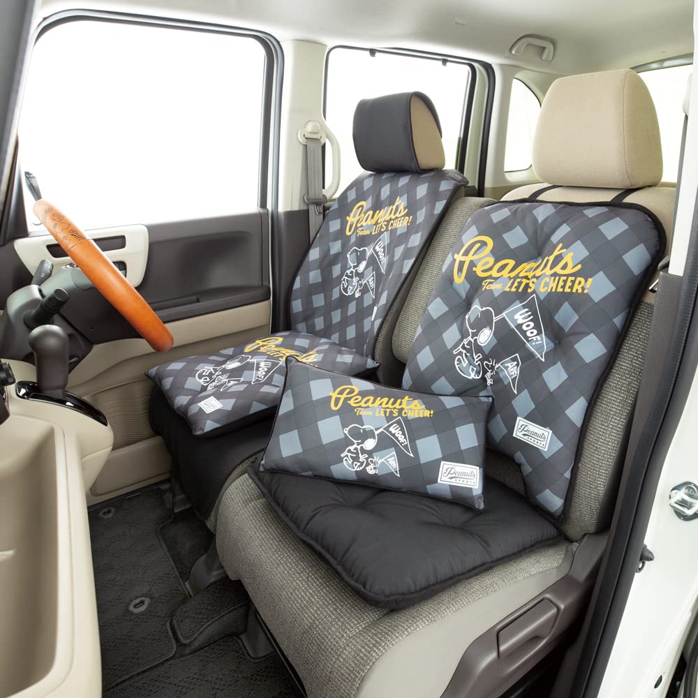 BONFORM Snoopy Cheer Seat Covers for Side Airbag Front Bucket Light/Standard Cars, Compatible, Gray, Seats, 4073-50GY