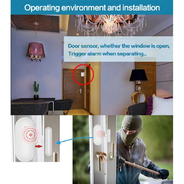 PGST door sensor, intelligent home door and window security detection, door opening alarm, 433MHz door detector, used to detect