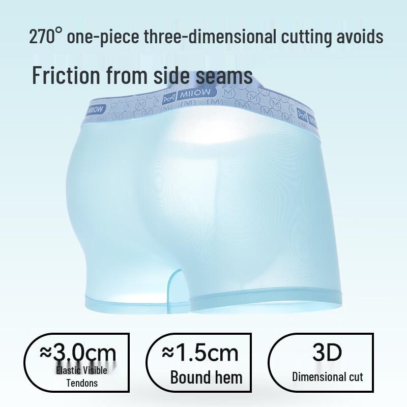 MaoRen Men's 2025 Ice Silk Antibacterial Boxer Briefs - 4 Pack