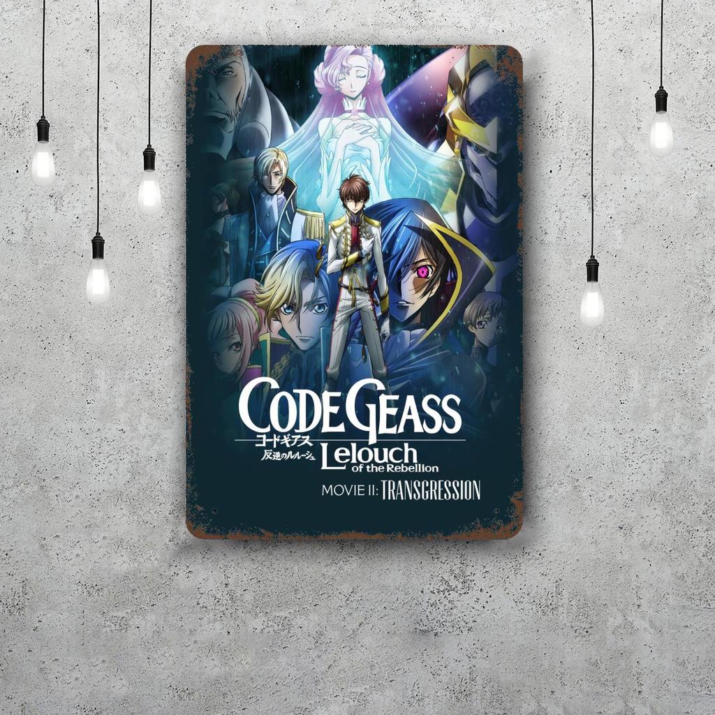 Code Geass Anime Vintage Metal Tin Signs Posters Decor Retro Metal Plaque Wall Art Decor for Garage Bar
