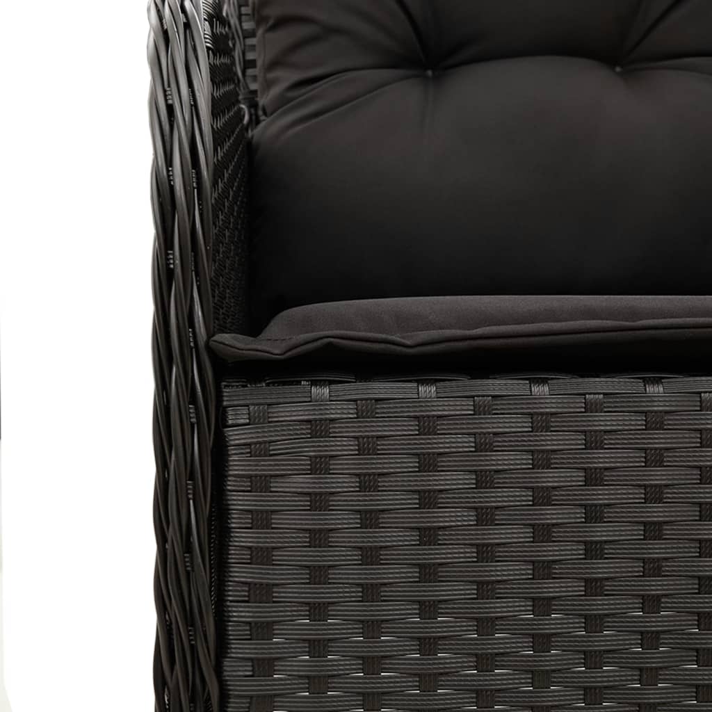 Vidaxl 7-Cz. Garden Furniture Set With Cushions, Black, Poly Rattan