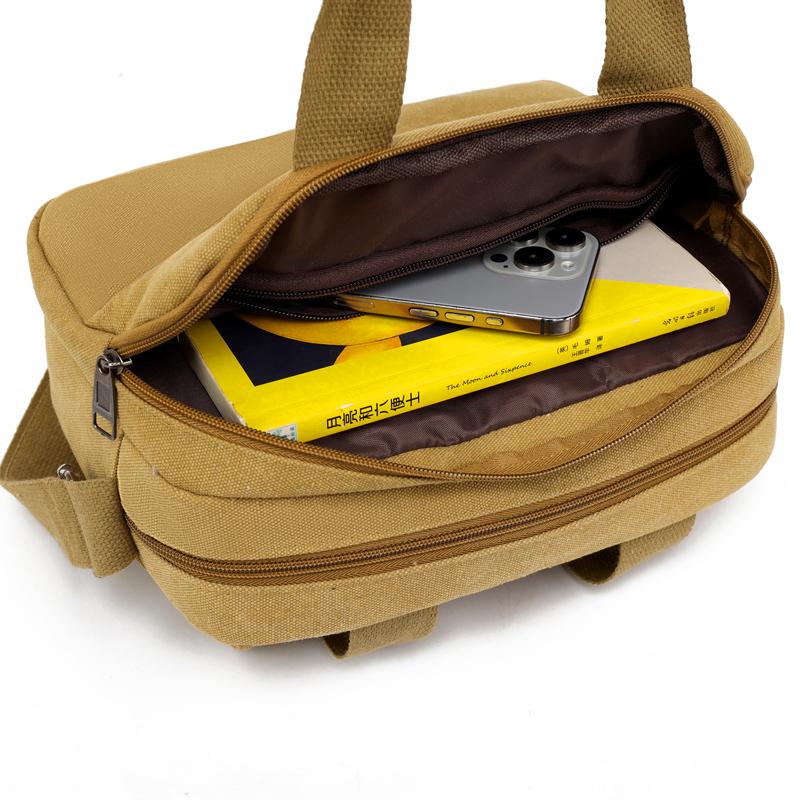 Canvas Handbag Men's Business Briefcase Shoulder Crossbody Bag