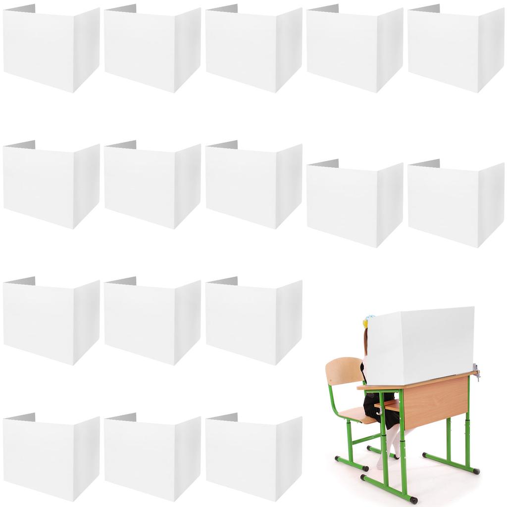 16 ks Desky na ochranu soukromí ve třídách pro studentské stoly Plastové štíty na privátní složky Prázdné desky Bílá Oddělovač na zkušební učebny Dura