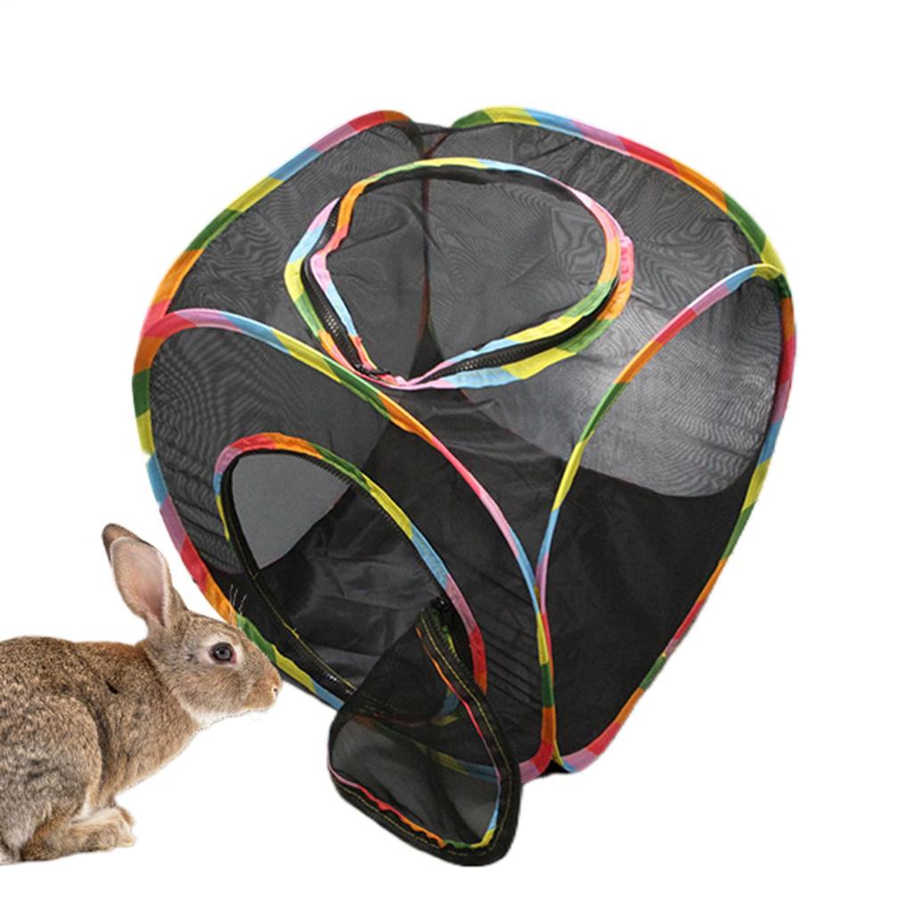 Square Foldable Outdoor Mesh Cat Tunnel Breathable Summer Kitty Tent with Play Tunnel Interactive Pet Play Cube Toys