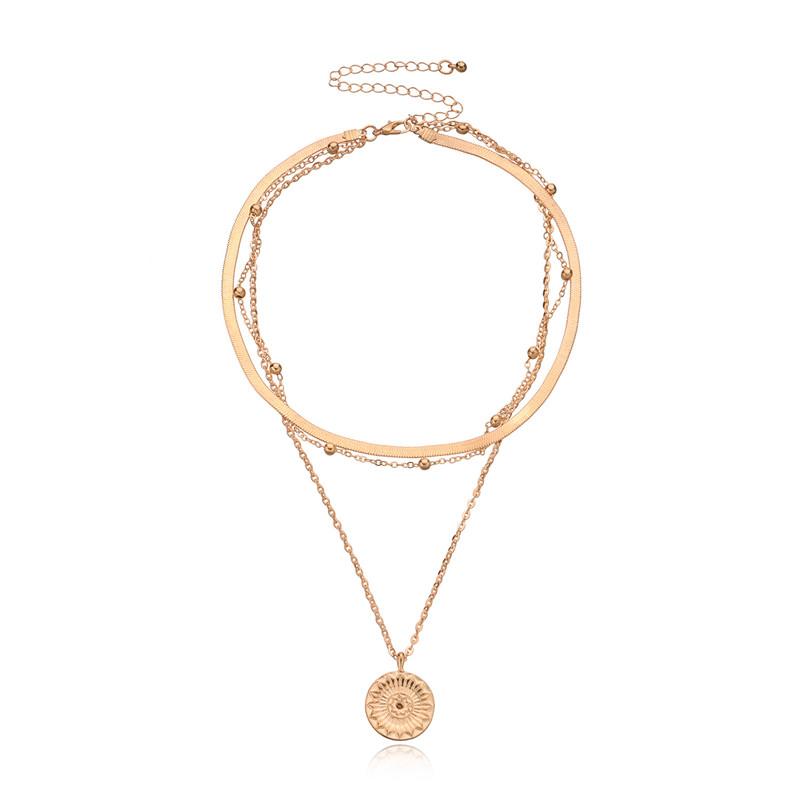 Boho Choker Vintage Moon Pendant Letter Necklaces Trendy Long Chain Collier Femme Crystal Collares Multilayer Necklace For Women