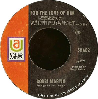 7-Zoll Schallplatte BOBBI MARTIN - For The Love Of Him / I Think Of Yo 50602 UNITED ARTISTS 1969 US Pop Gebraucht