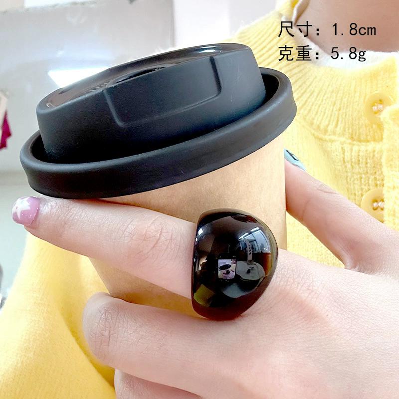 Oregelbundna Breda Stora Klumpiga Ringar för Kvinnor Vintage Akrylharts Höst Vinter Geometriska Stapelbara Finger Smycken