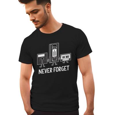 Never Forget Print Floppy Disk Cassette Tape Pattern T Shirts Men Women Vintage Short Sleeve Streetwear Fashion Male Tshirts