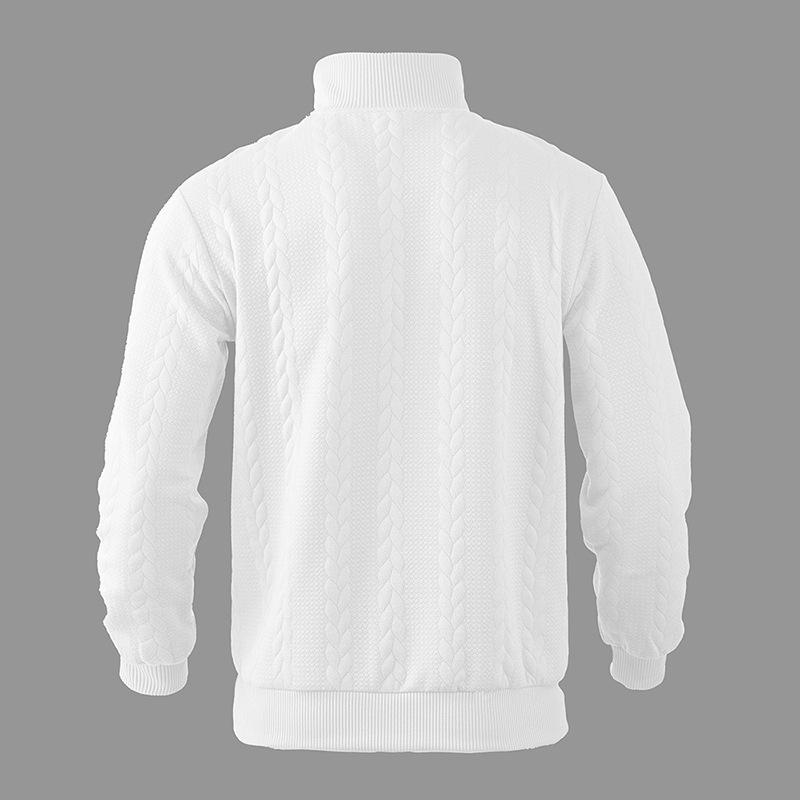 Retro Casual Stand Up Collar Zipper Pullover Loose Knit Jacquard Autumn/winter Long Sleeved Sweatshirt