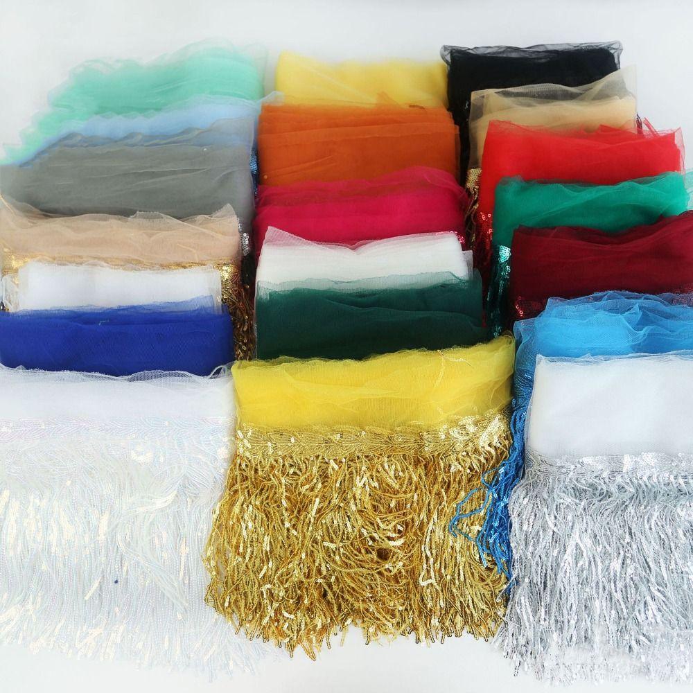 10 Yards DIY Accessories Lace Ribbon 20cm Width Glitter Tassels Decorative Trimmings Dance Costume