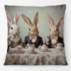 Vintage Easter Girl Cushion Cover Victorian Rabbit Bunny Portrait Print Decorative Pillow Case