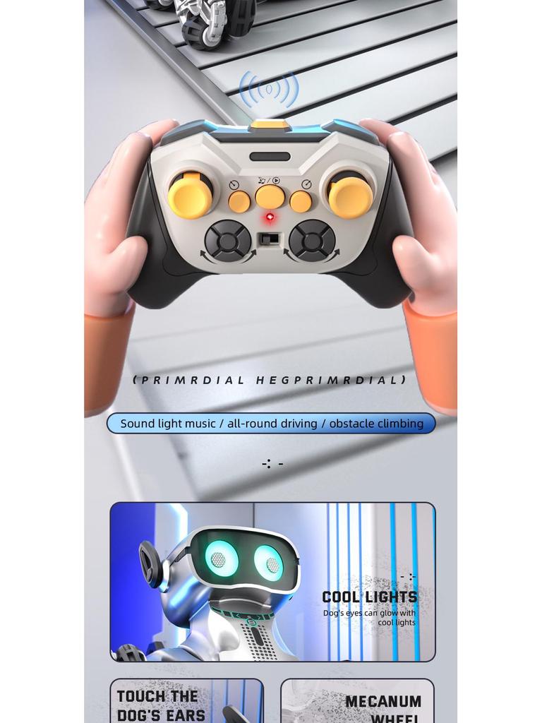 Eight-Wheel Remote Control Mechanical Dog Stunt Car - Gesture Sensing Off-Road Toy for Kids