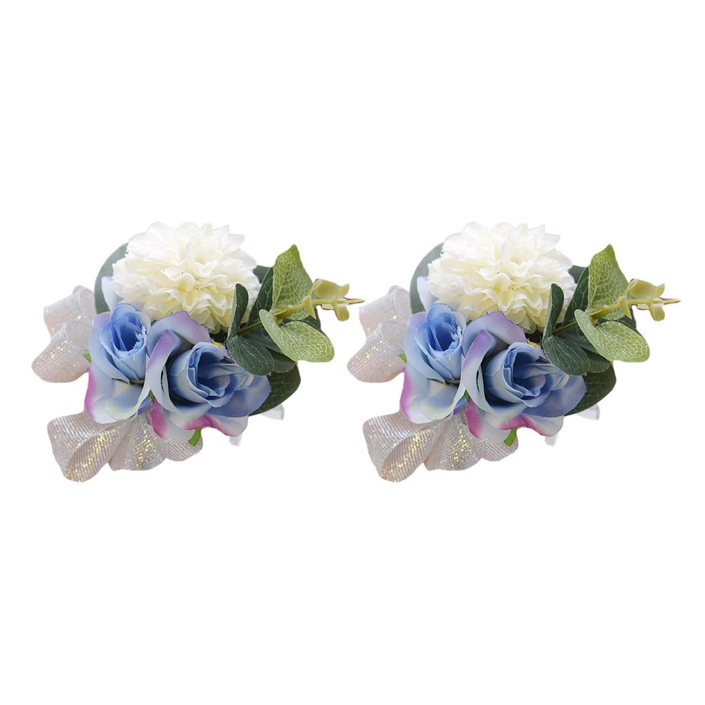2pcs Elegant Wrist Flowers for Girls' Wedding Accessories Bridesmaids Wristbands in Classical Color Optional
