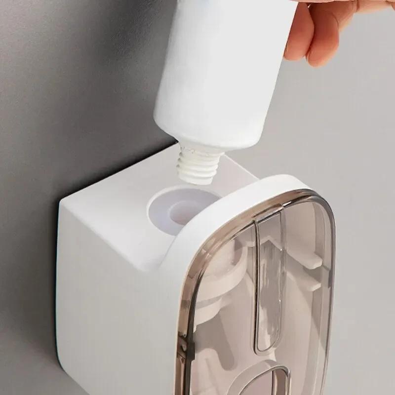 1 STK Automatisk tannkremdispenser Baderomstilbehør Veggfeste Lazy Toothpaste Squeezer Tannbørsteholder