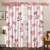 2D FLAT PRINTING 2pcs Curtains (Without Rod) Valentine's Day Hearts and Flowers Popular Fashionable Curtains Machine Washable