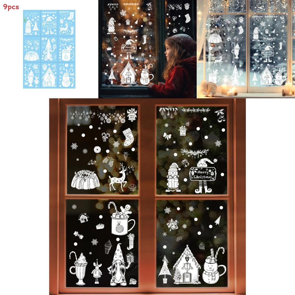 Christmas Snowflake Reindeer Window Sticker With Static Glass Decals For Holiday Decor