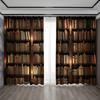 2PC Home Decoration Curtains   Vintage Wooden Door Bookshelf With Pole Pocket Curtains   Kitchen   Coffee Shop   Living Room