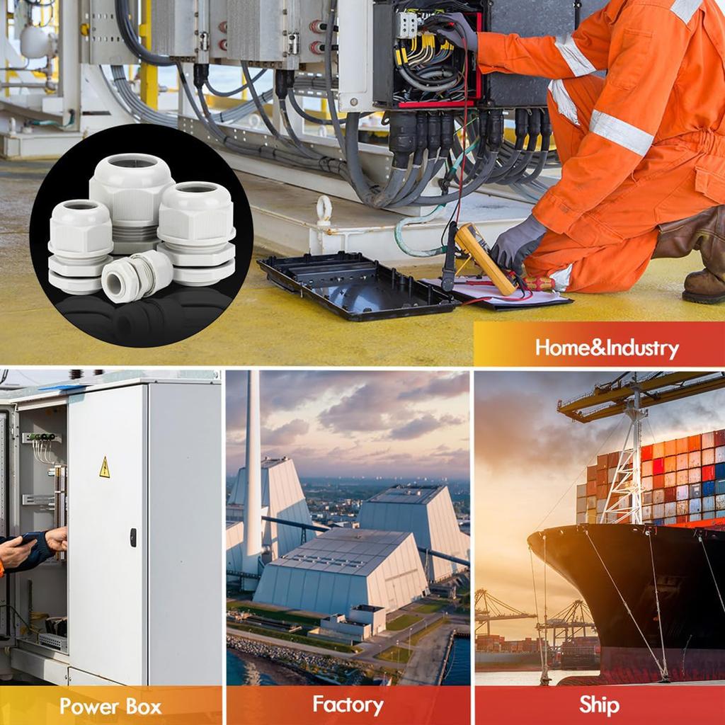 38 Pcs Cable Gland Waterproof Adjustable Connectors Cable Glands Joints Cable Grommets NPT Type Cable Fitting Kits