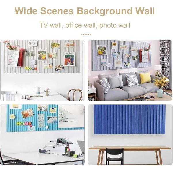 24 x 16 inches Bulletin Board, Decorative Felt Pin Board, 0.35“ Thick Foldable Photo Display Board with Self-Adhesive Tape, Vision Board for School
