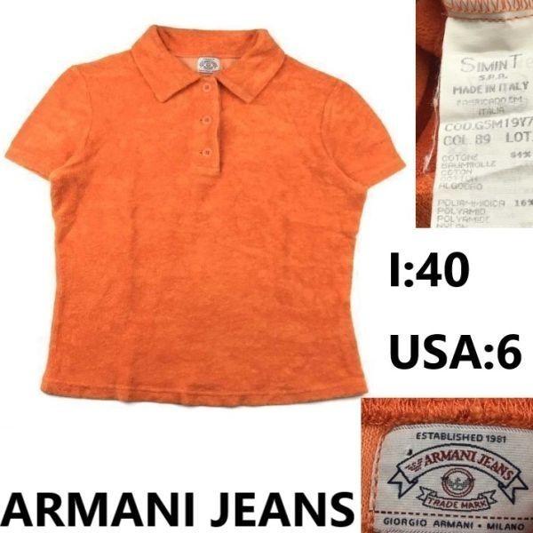 

ARMANI JEANS fleece short sleeve polo T-shirt orange I40 USA6
