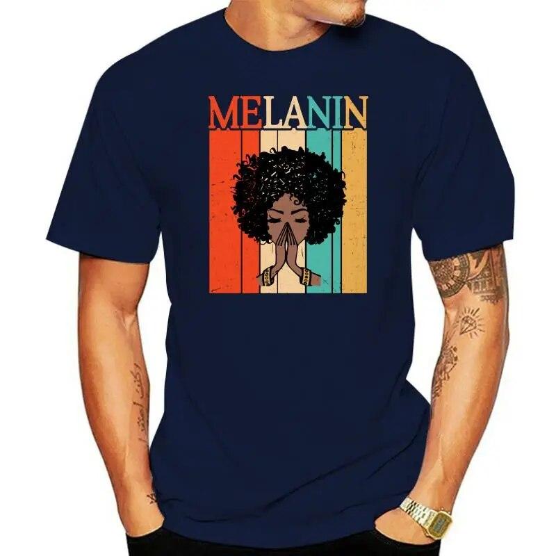 Proud Melanin Black Girls T-Shirt For Women Afro Hair Queens Tee Gift Vintage