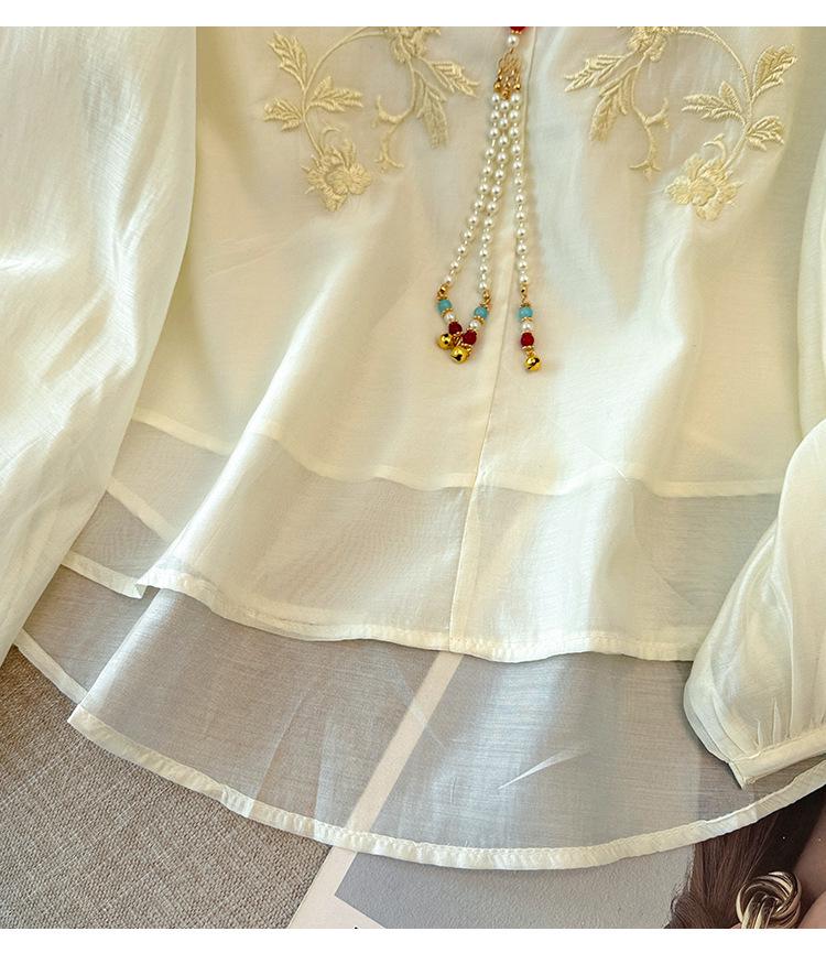 High-Quality Chinese Embroidery Top, Stand Collar, Spring/Summer, Lightweight, Casual Wear