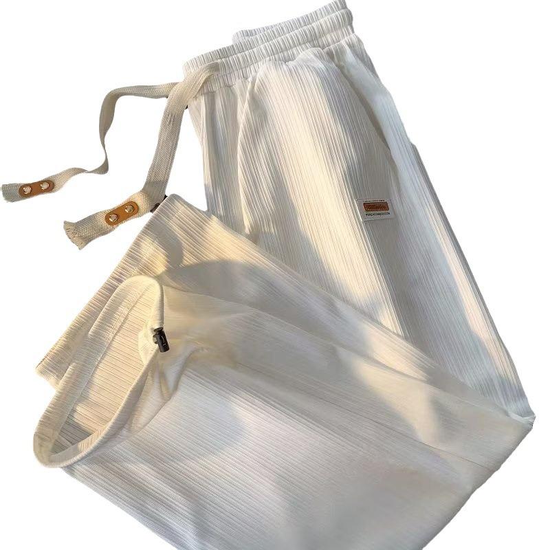 Hosen mit Kordelzug zum Binden für Männer und Frauen Dünne Frühling- und Sommerhose Locker Hohe Taille Hängende Weitbeinige Hosen Hängende Freizeithose