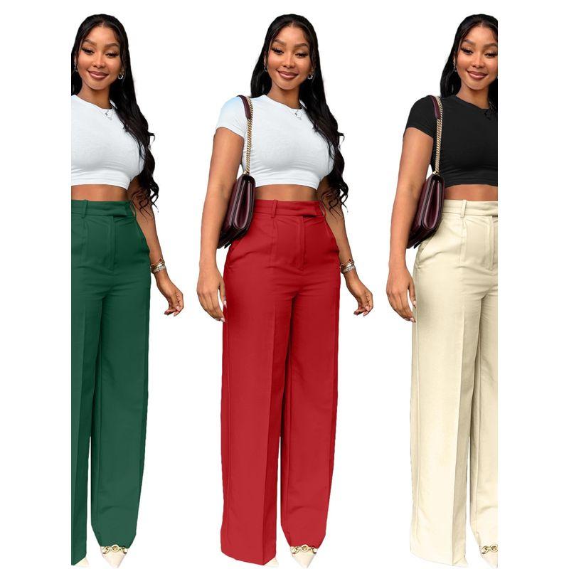 High Waist Straight Wide Leg Pants