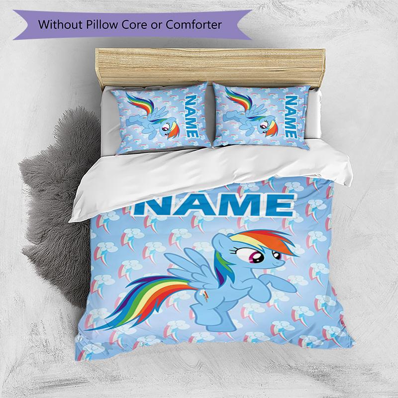 3pcs My Little Pony1 Cover Set - Personalized Name, HD Printed Bedding with 1 Cover and 2 Pillowcases - Perfect for Home Decor, Easy Care