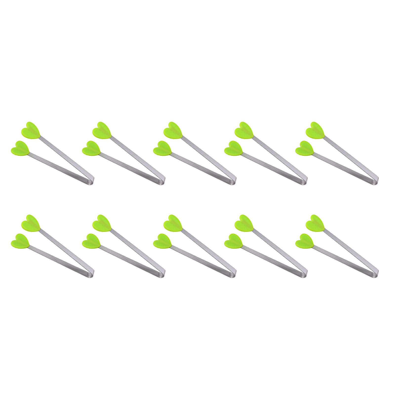 10pcs Silicon Tips Mini Food Tongs Heart-Shaped Cooking Tongs With Silicon Tips Food Tongs Cute Cartoon Meal Tongs Baking Clip