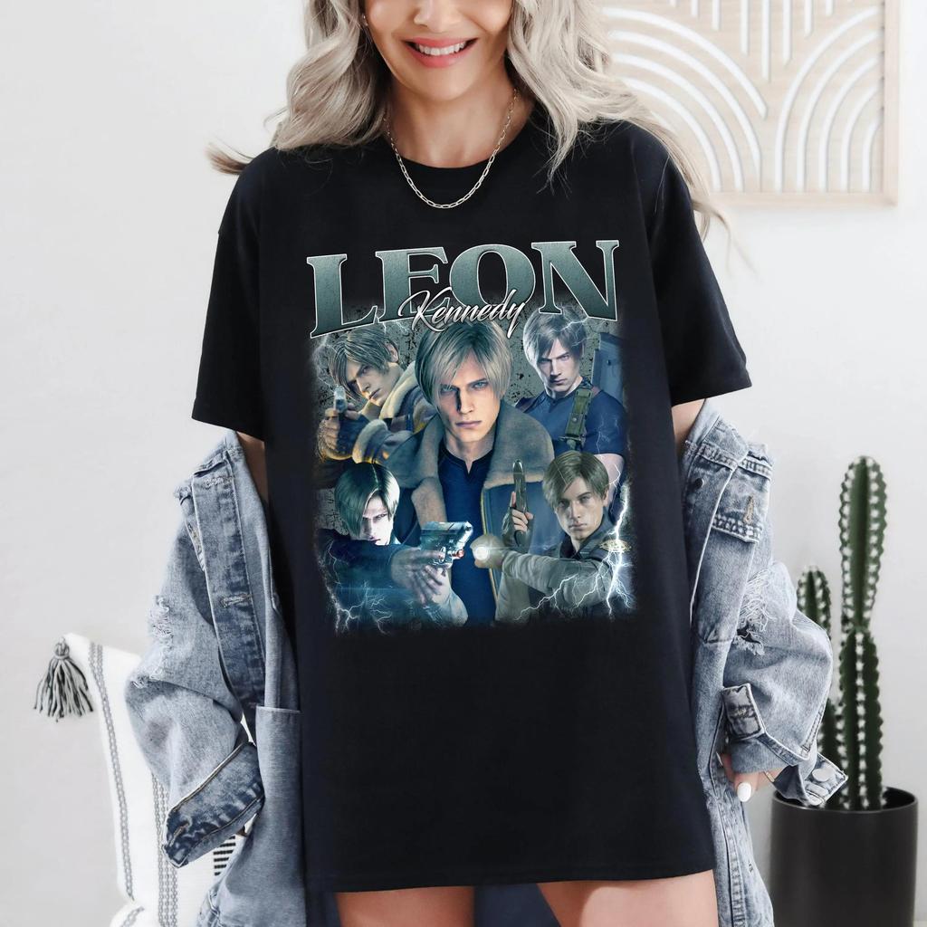 Resident Evil Leon Kennedy Graphic Printed Tshirt Women Trendy Style Top SpringSummer Pure Cotton Unisex Short Sleeve Tshirt