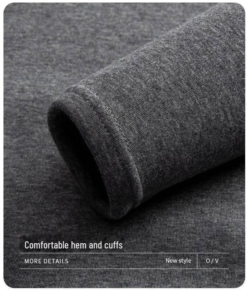 Men's Gold Velvet Two-Piece Warm Suit: Autumn/Winter Plush Crew Neck T-Shirt and Solid Color Pants In Trendy Oversized Fit.