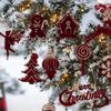 Red Flocked Velvet Christmas Tree Ornament Glitter Trim Xmas Pendant Tree Hanger  Festival Layout