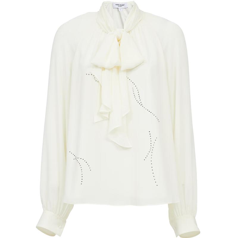 VEROMODA Rhinestone Tie-Neck Blouse