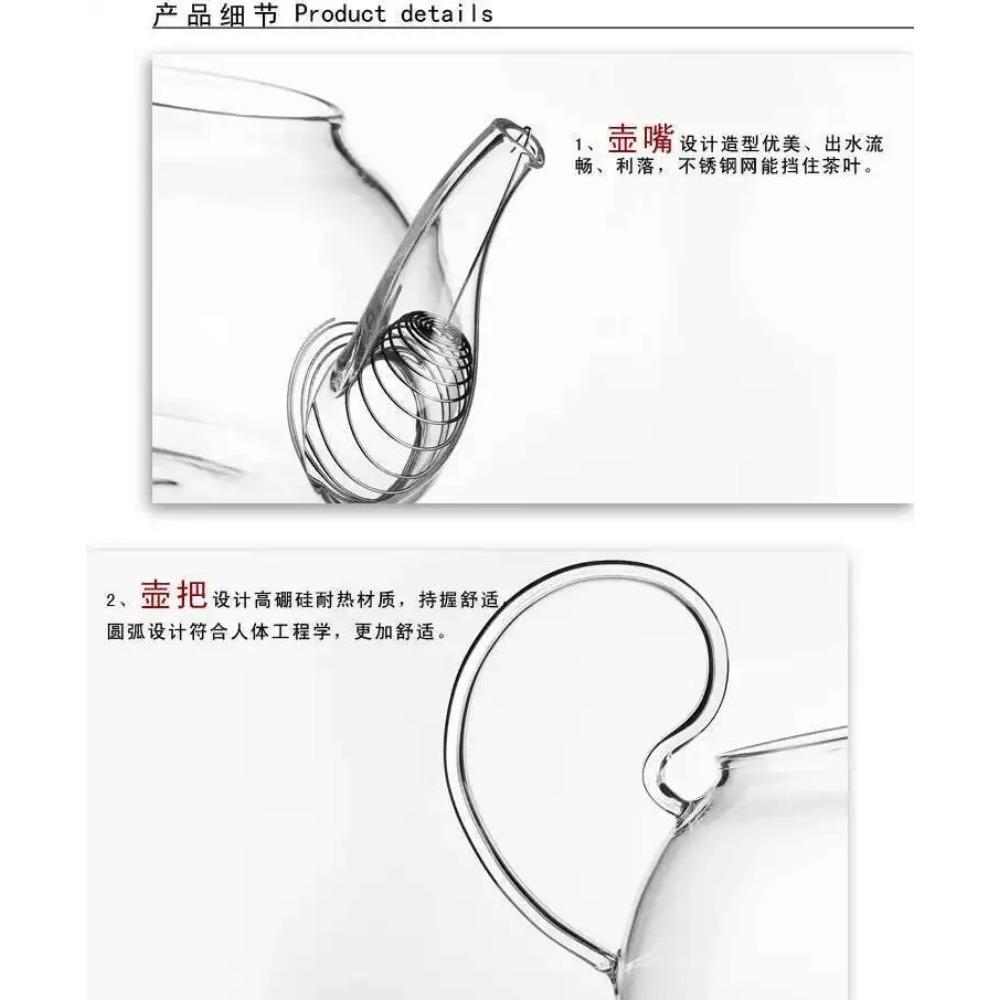 1pc.600ml,750ml,Heat Resistant High Handle Flower Coffee Glass Tea Pot Blooming Glass Teapot Jn