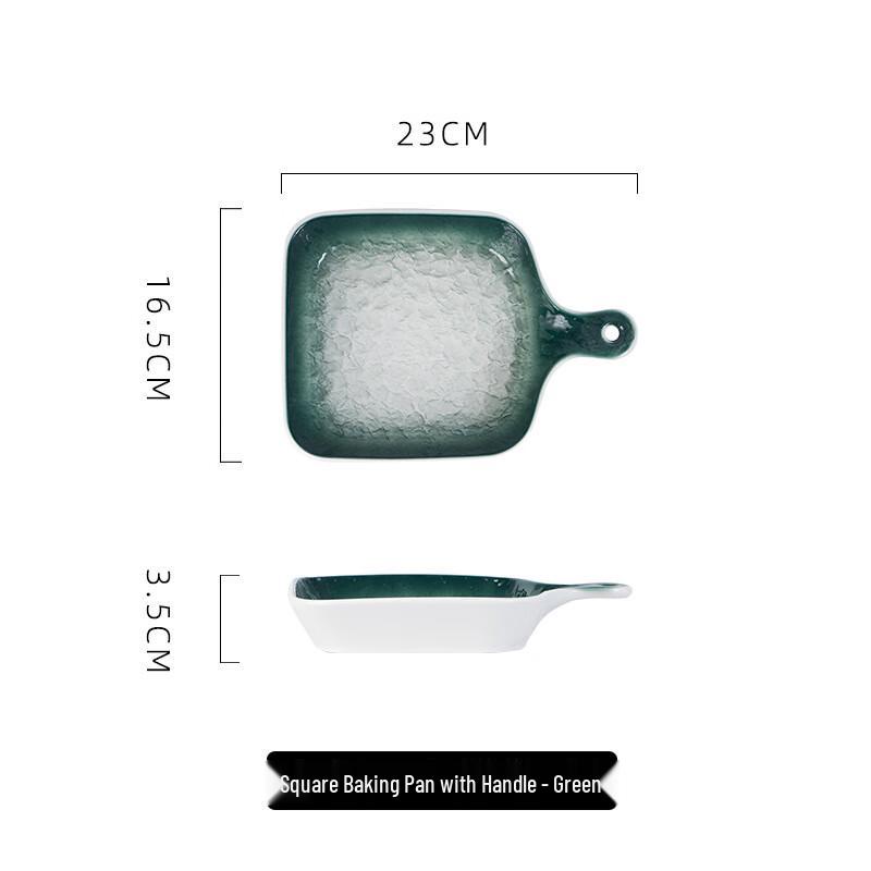 ZISIZ Nordic Green Ceramic Oven Bowls with Handle, 2-Pack
