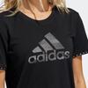 Adidas Solid Color Logo Print Pullover Short Sleeve T-Shirt Women Tops Black GQ9412